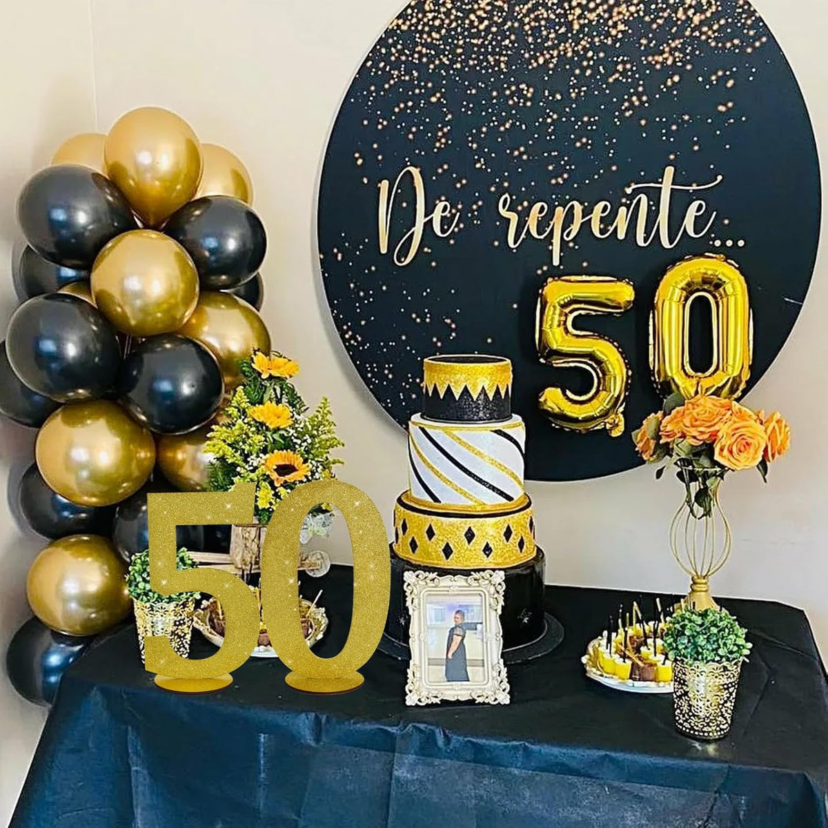 TONIFUL 11.8 Inch Gold Glitter Numbers Table Centerpieces 0-9 Birthday Party Decorations,Shining
