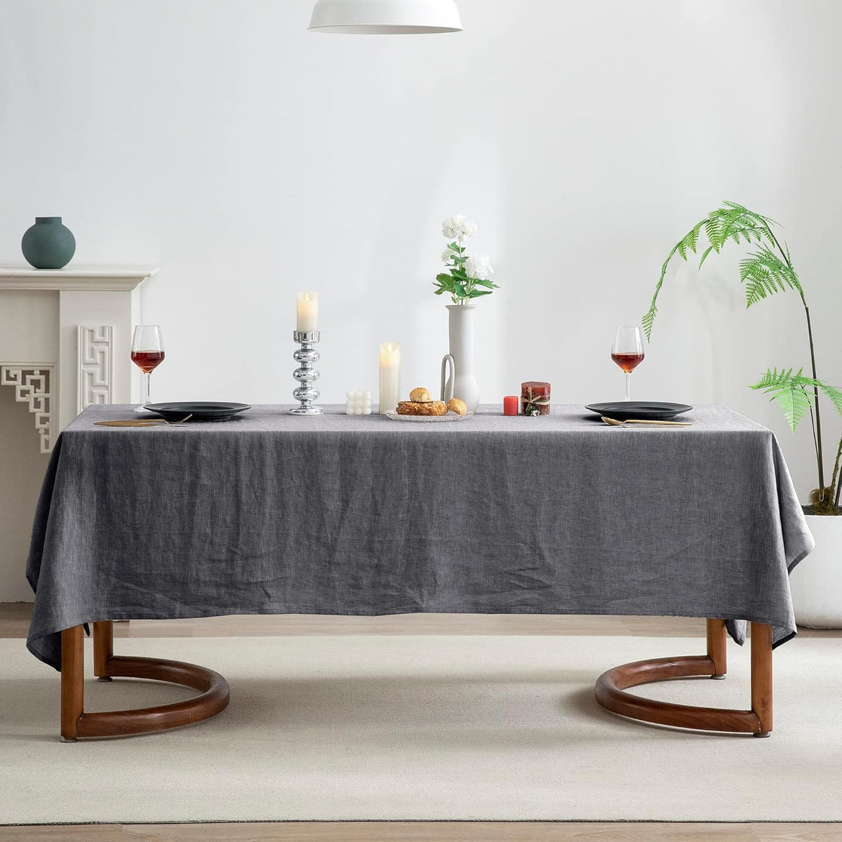 EVERLY 100% Pure Linen Rectangle Tablecloths 60x120Inches for Dining,Buffet