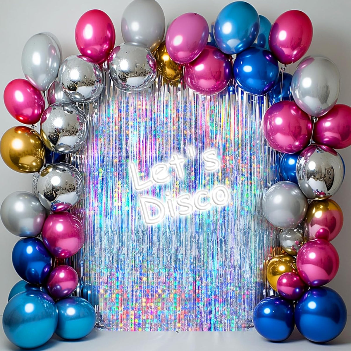 4 Packs Silver Foil Fringe Curtain, Silver Glitter Metallic Tinsel Backdrop for Birthday, Wedding