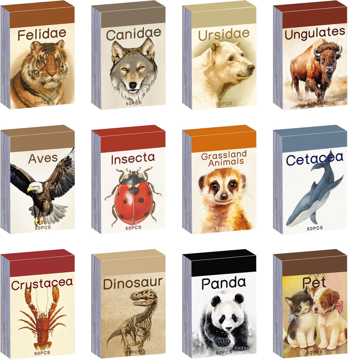 12 Sets 600 Sheets Washi Stickers Book for Journaling, Jungle Animal Sticker, Wild Zoo Sea Animal