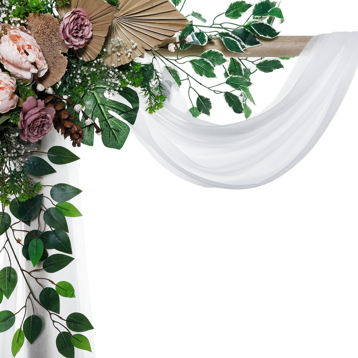 VDS Pack of 2 Panel (30 Inch X 100 Feet) Wedding Arch Draping Fabric Sheer Chiffon Fabric Drapery