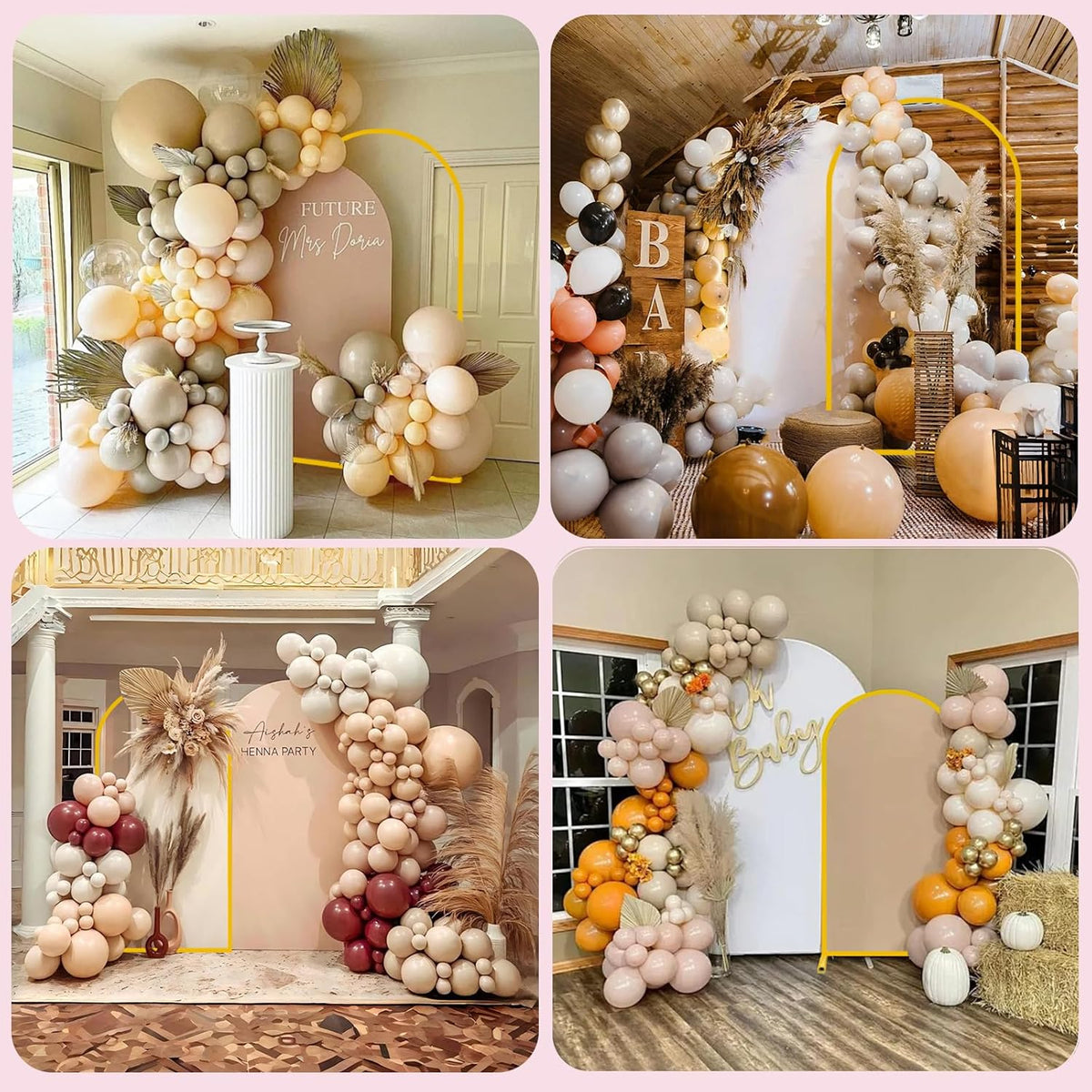 Bazen Wedding Arch Backdrop Stand 7.2FT, 6.6FT Set of 2 Metal Arch Backdrop Stand with White Arch