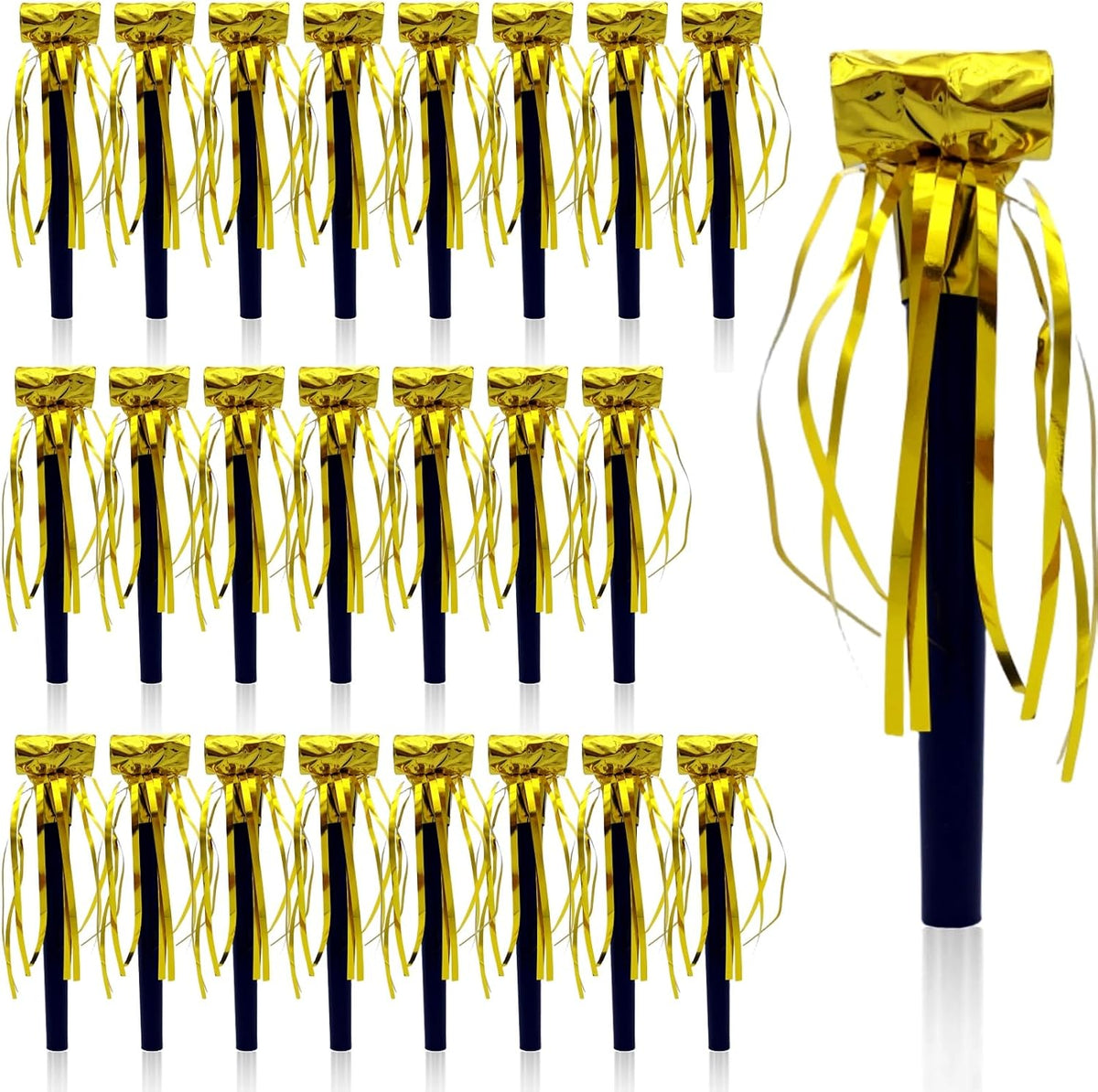 24 Pieces Party Squawkers Gold Noise Makers for New Year, Christmas Party Blowers Favor Supplies