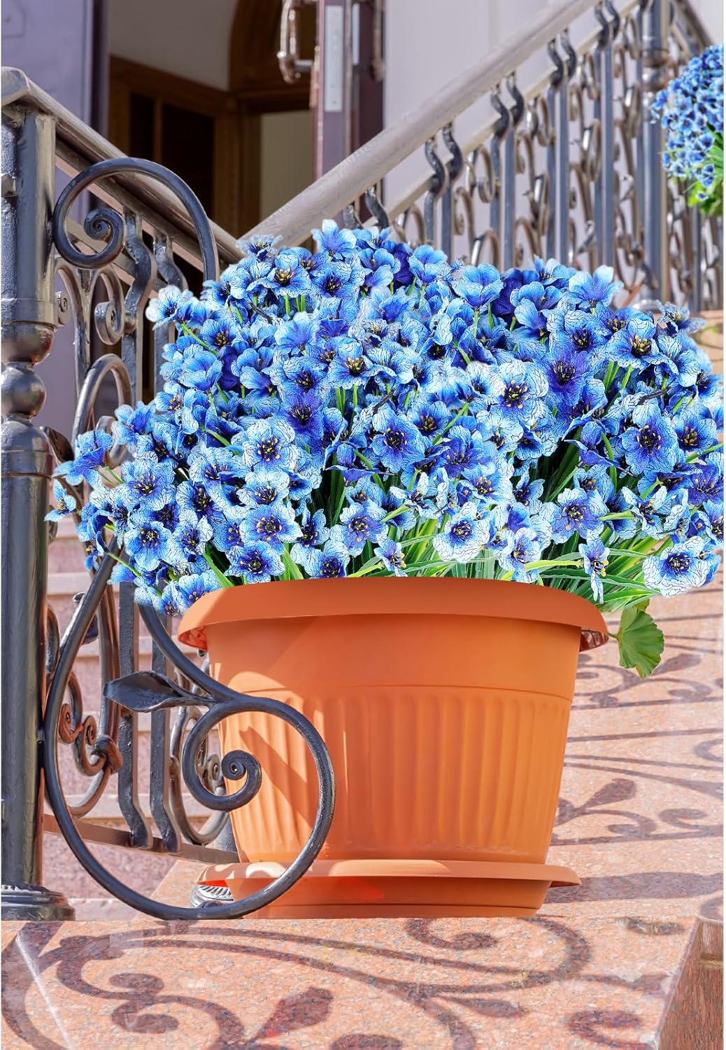 AmyHomie 20 Bundles Artificial Flowers for Outdoor UV Resistant Faux Flowers No Fade Fake Plastic
