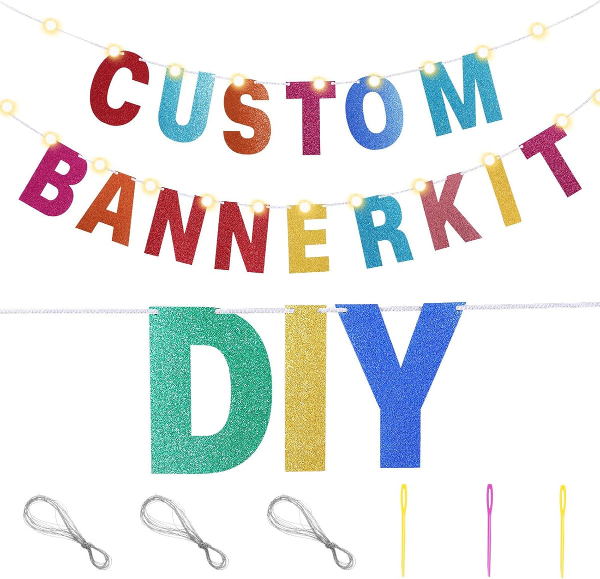 TaoBary 112 Pcs DIY Letter Custom Banner Glitter Customizable Banner Kit Including 107 Letters and