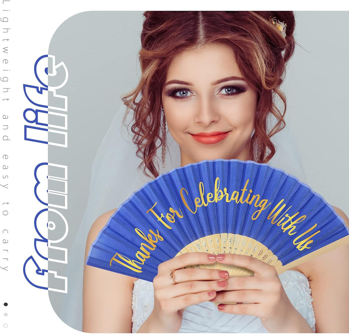 Jetec 50 Pcs Wedding Fans for Guests Bulk Silk Hand Fans Handheld Folded Thank You for Celebrating