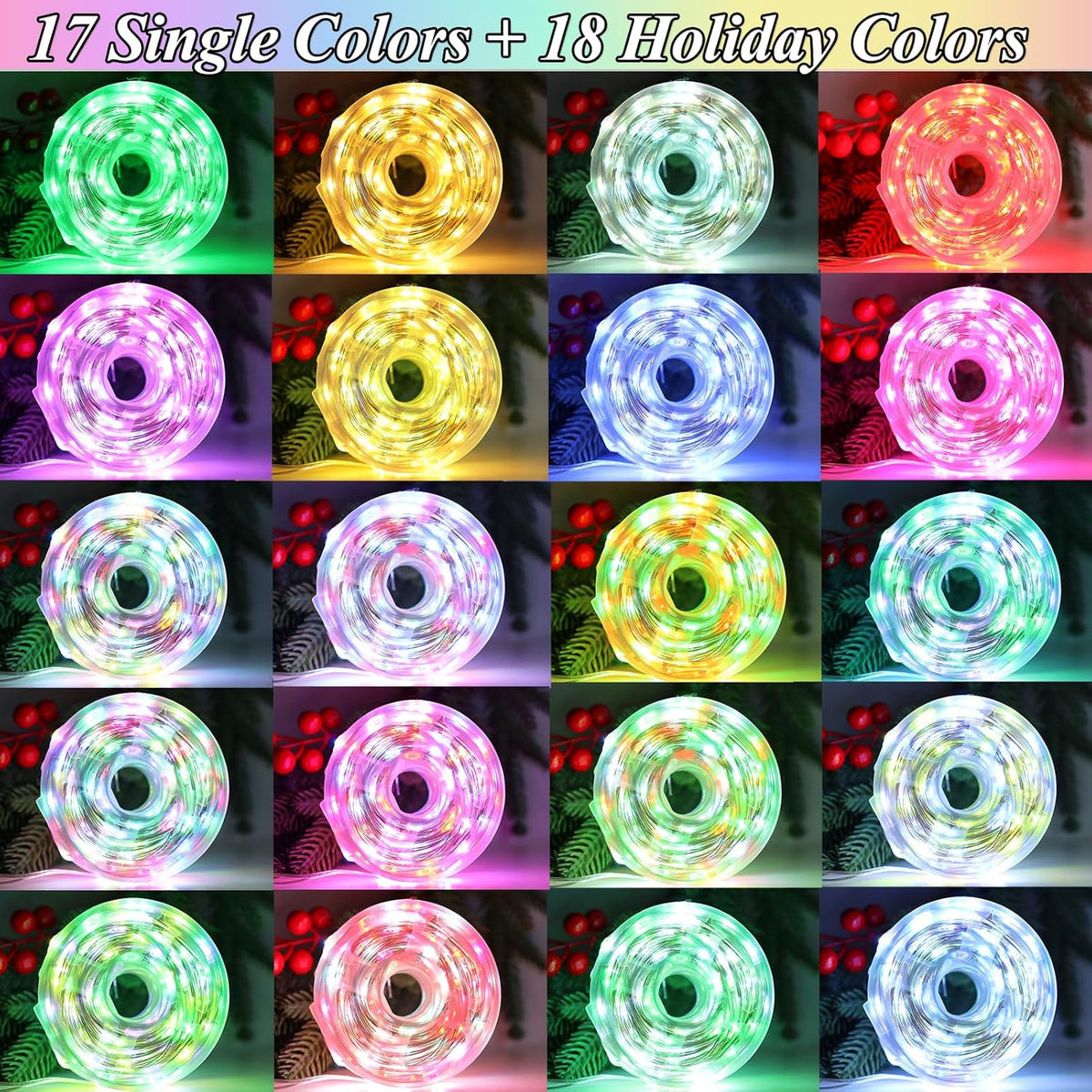 300 LED Fairy Lights Color Changing, 98 FT 35 Colors String Lights with Remote, 17 Single Color &