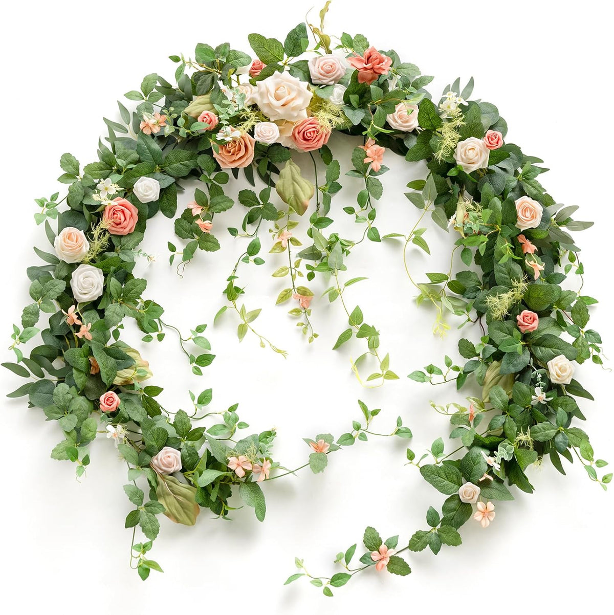Ling's Moment 9FT Spring Eucalyptus & Willow Leaf Flower Garland for Pink Wedding, Valentines