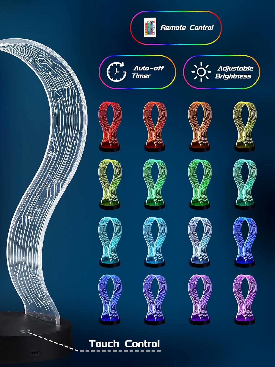 Light Up Headphone Stand with 16 Color Lights, PCB Pattern Acrylic Headset Stand with 1 USB and 1