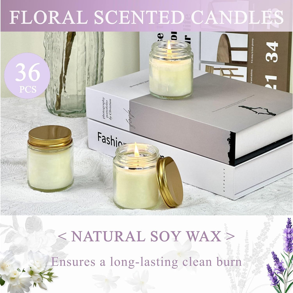 ACITHGL 36 Pcs 4oz Mini Mason Jar Candles Small Scented Candles Bulk Aromatherapy Ideal Souvenir