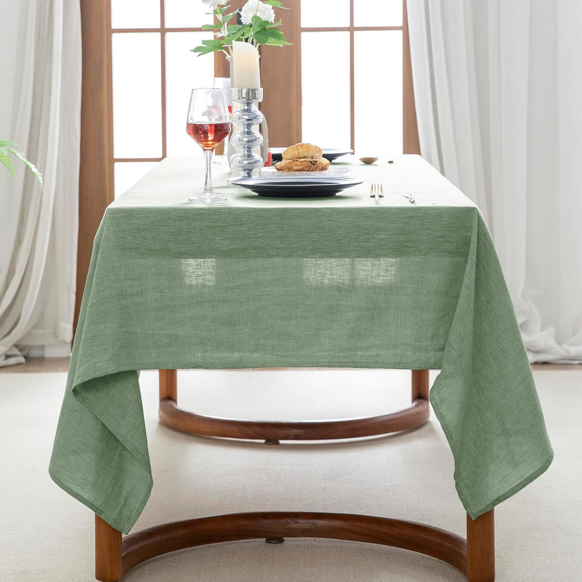 EVERLY 100% Pure Linen Rectangle Tablecloths 60x108Inches for Dining,Buffet
