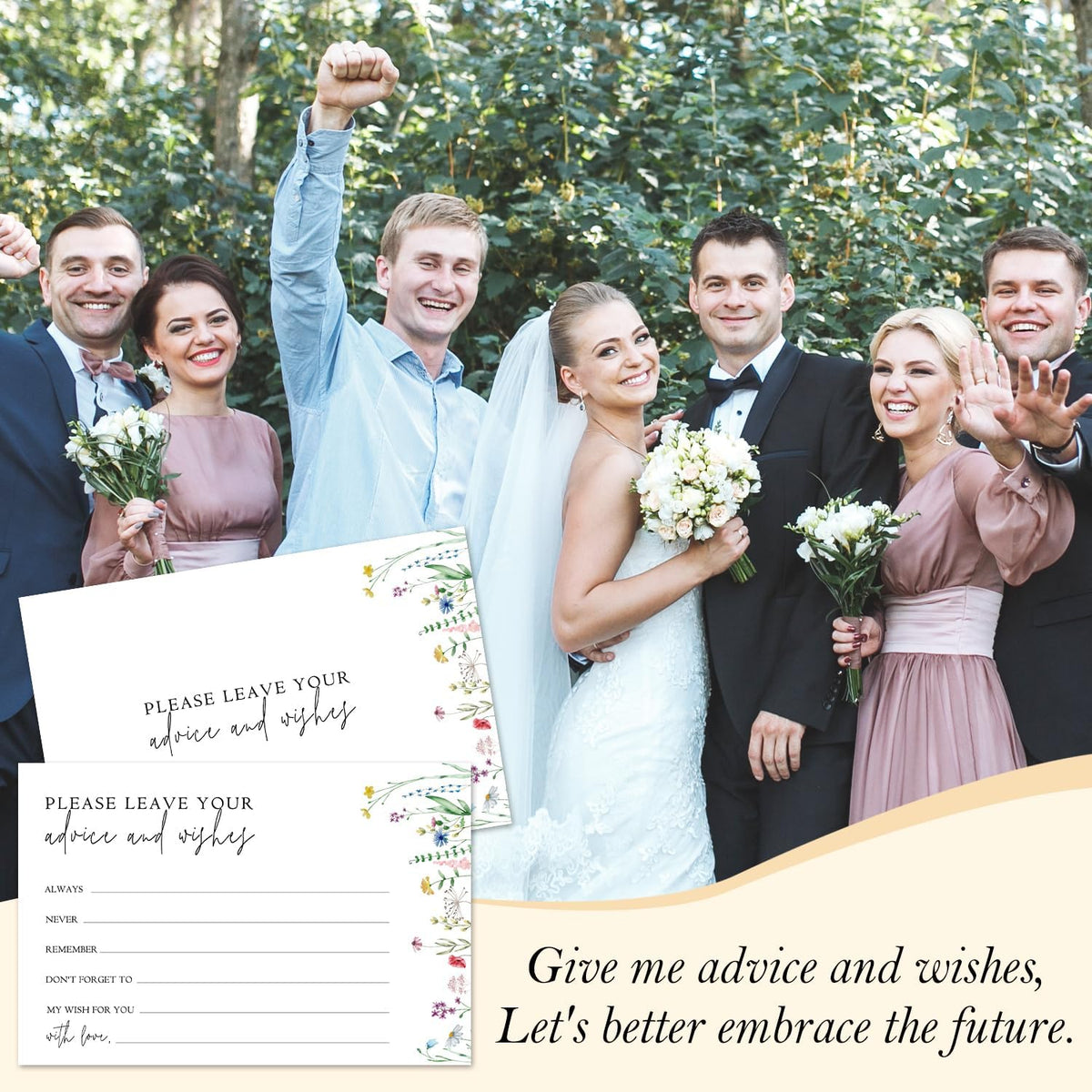 Wildflower Advice And Wishes Cards For The Mr And Mrs, Blank Well Wishes For Baby Shower, Bridal