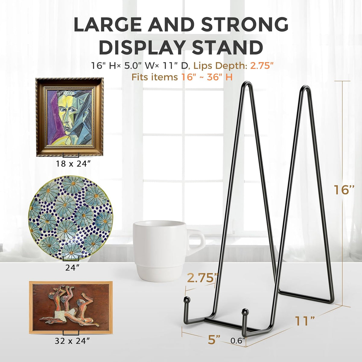 TR-LIFE 16 Inch Heavy Duty Plate Stand (2 Pack) - Metal Display Easel for Large Plates, Picture