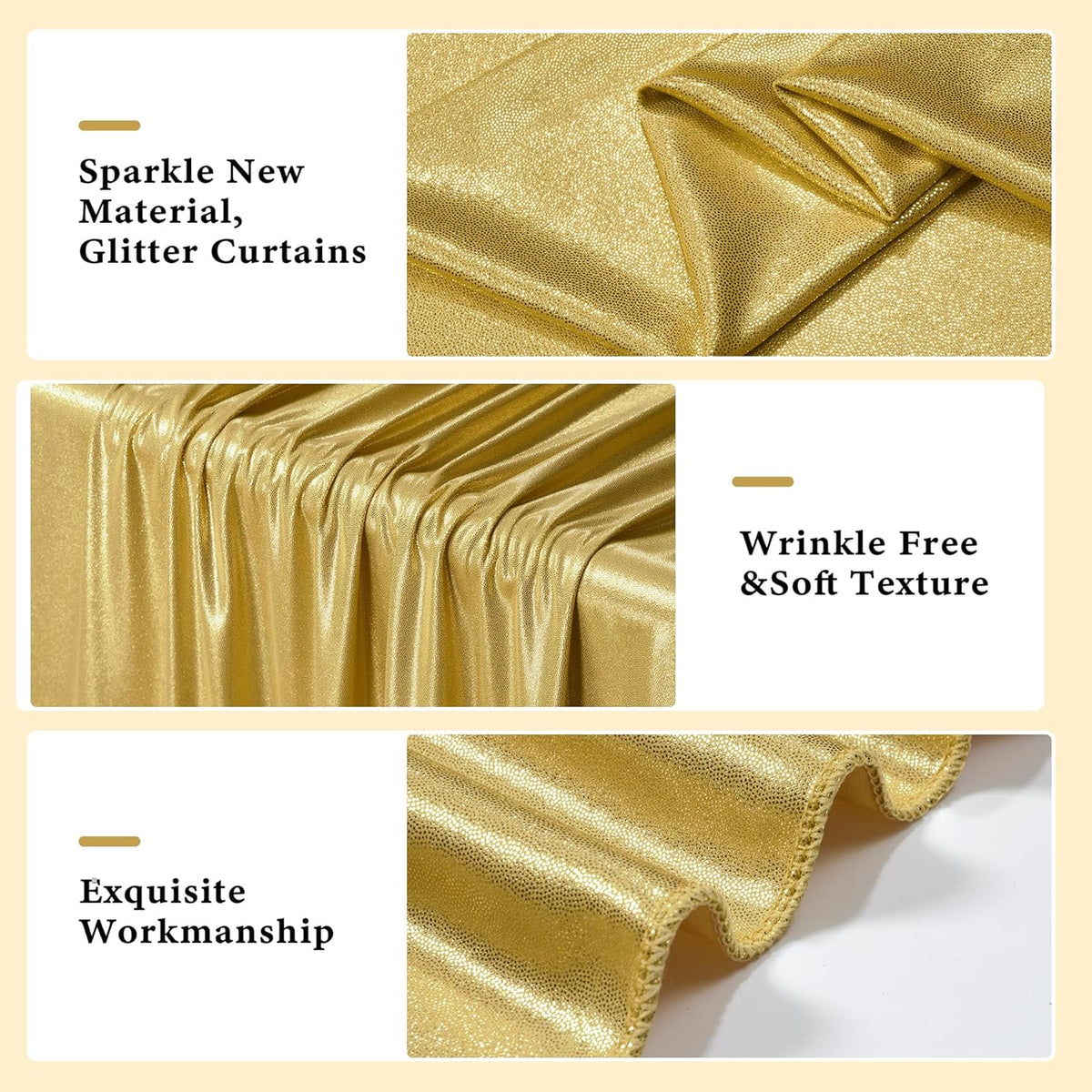 Outpain Thick 20 ft x 10 ft Gold Sequin Backdrop Curtain for Parties, Wrinkle Free Glitter Photo