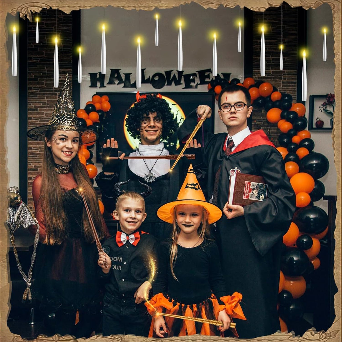 Floating Candles with Wand - 18 Pcs Halloween Decorations Magic Flameless Candles Flickering Warm