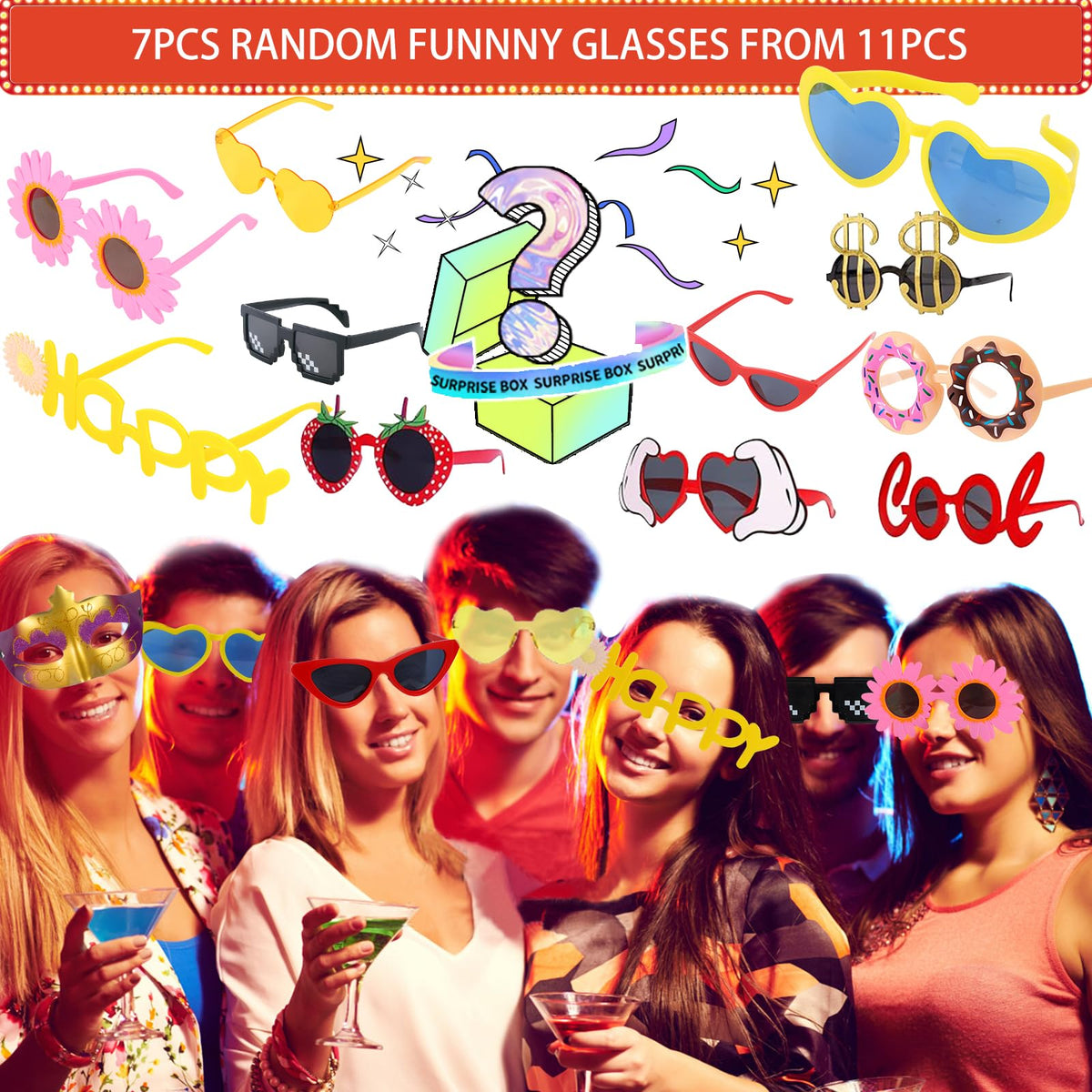 Bulk Opulent Photo Booth Props Set for Adult, Novelty Funny Hats and Glasses, Colorful Wig