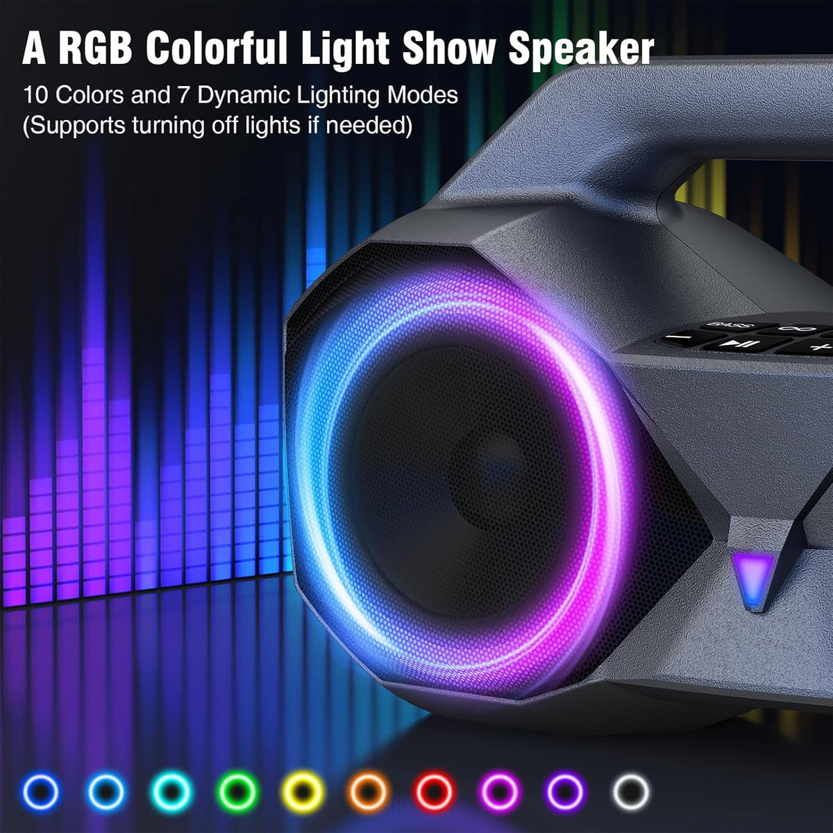 KMAG Bluetooth Speaker Wireless, 80W Loud Speaker with Deeper Bass, IPX7 Waterproof, 20H Playtime