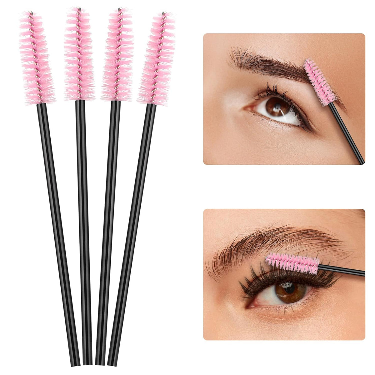 BTYMS 500 Pieces Disposable Mascara Wands Eyelash Brush Brow Brushes Applicators Lash Spoolies for