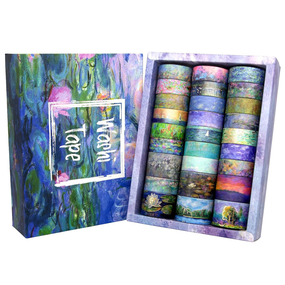 27 Rolls Monet Gold Foil Vintage Washi Tape Set - Decorative Masking Tapes for Scrapbooking