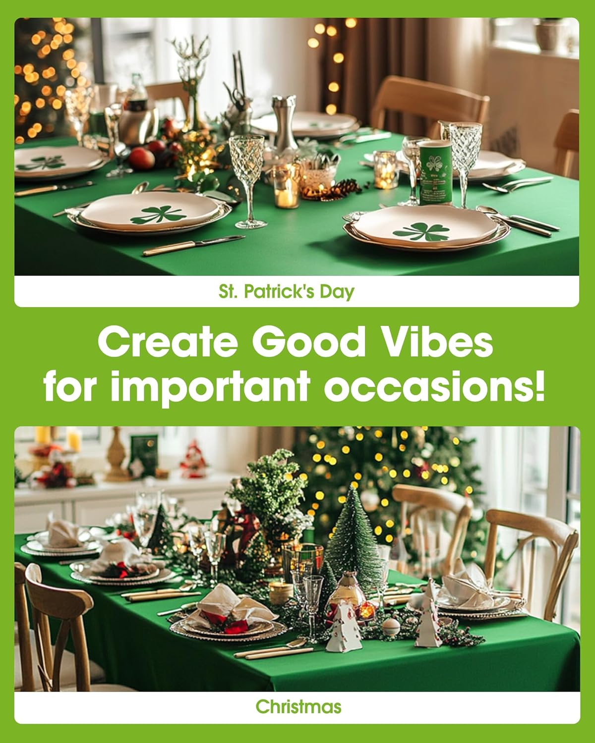 Pureegg Plastic Table Cloth Disposable 10 Pack, 54 x 108 Inch Table Cloths, St Patricks Day