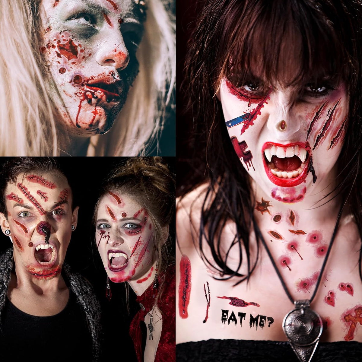 30 Sheets 220+ PCS Halloween Fake Scars Tattoos Temporary, Chucky Zombie Makeup Kit, Realistic