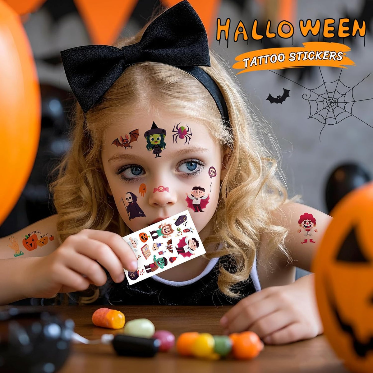 Halloween Temporary Tattoo for Kids - 260+ Unique Halloween Trick or Treat Tattoos Stickers for