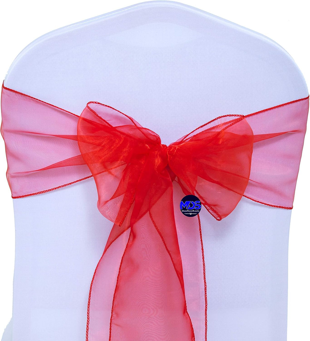 MDS Pack of 125 PCS Organza Chair Sashes Wider Dining Chair Bows Ribbon Tie Back for Wedding Party