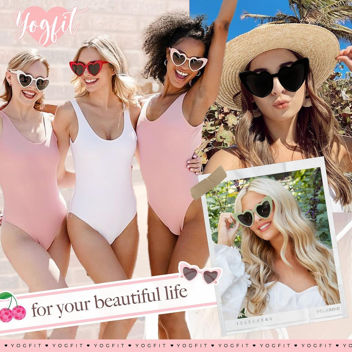 YOGFIT Heart Sunglasses for Women Fashion Classic Love Eye Protection Sunglasses Vintage Cute Heart