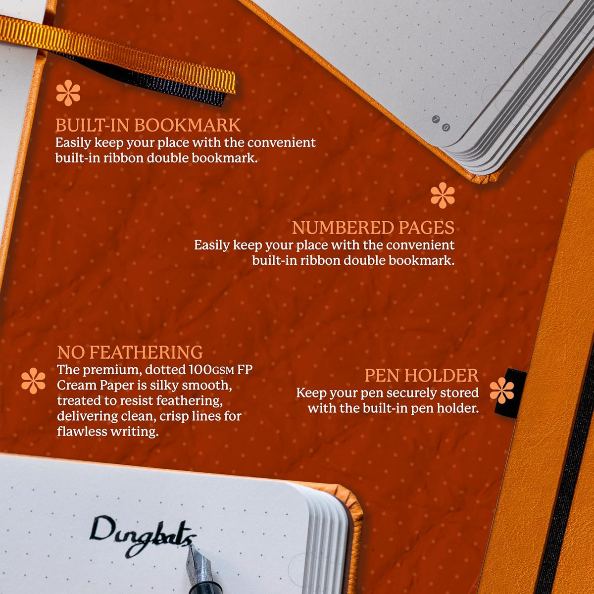 Dingbats* Earth Dotted Writing Journal Notebook A5 - Vegan Leather Hardcover - Ideal for Work
