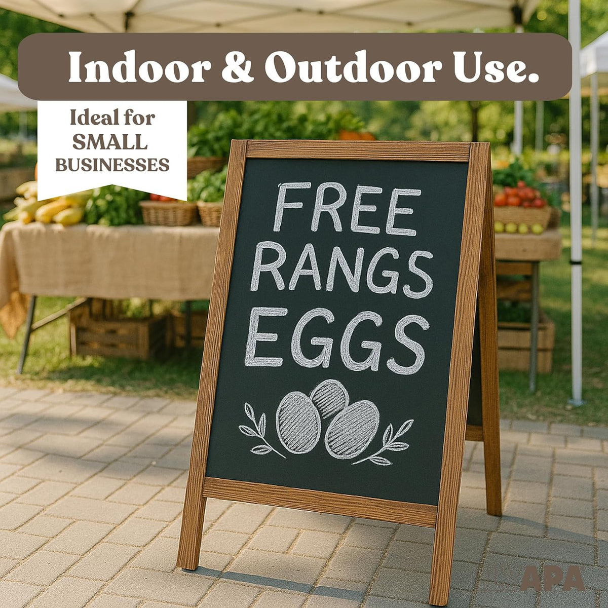 Ilyapa Wooden Sandwich Board Signs Outdoor A Frame Chalkboard Sign with Eraser & Chalk - Magnetic