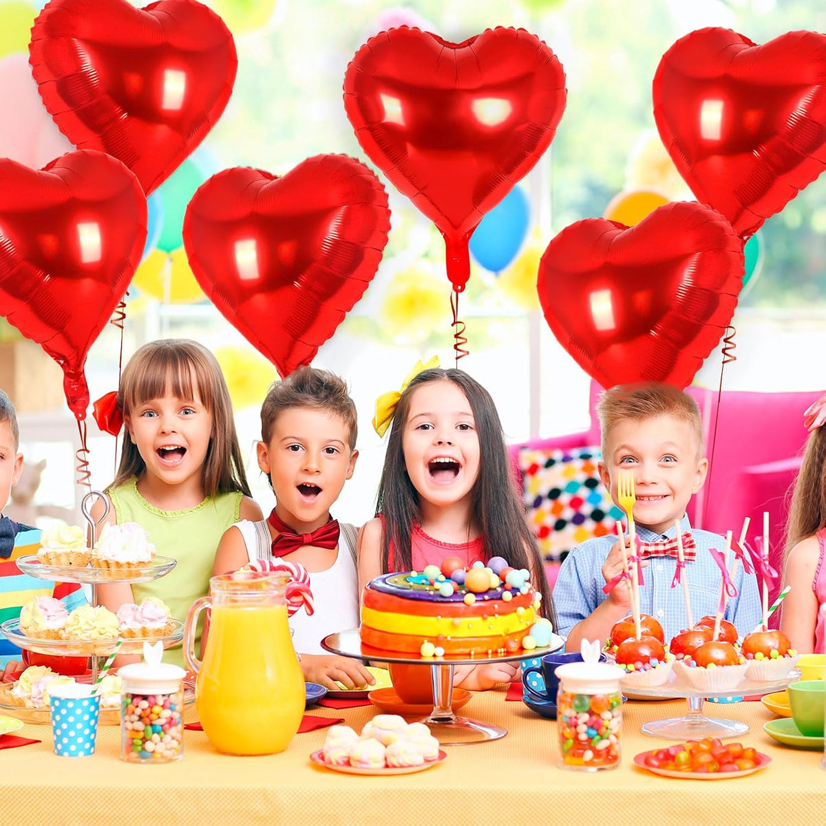 24 Pcs Red Heart Balloons,18 inch Heart Shape Foil Balloons Love Balloon Valentine Balloon for