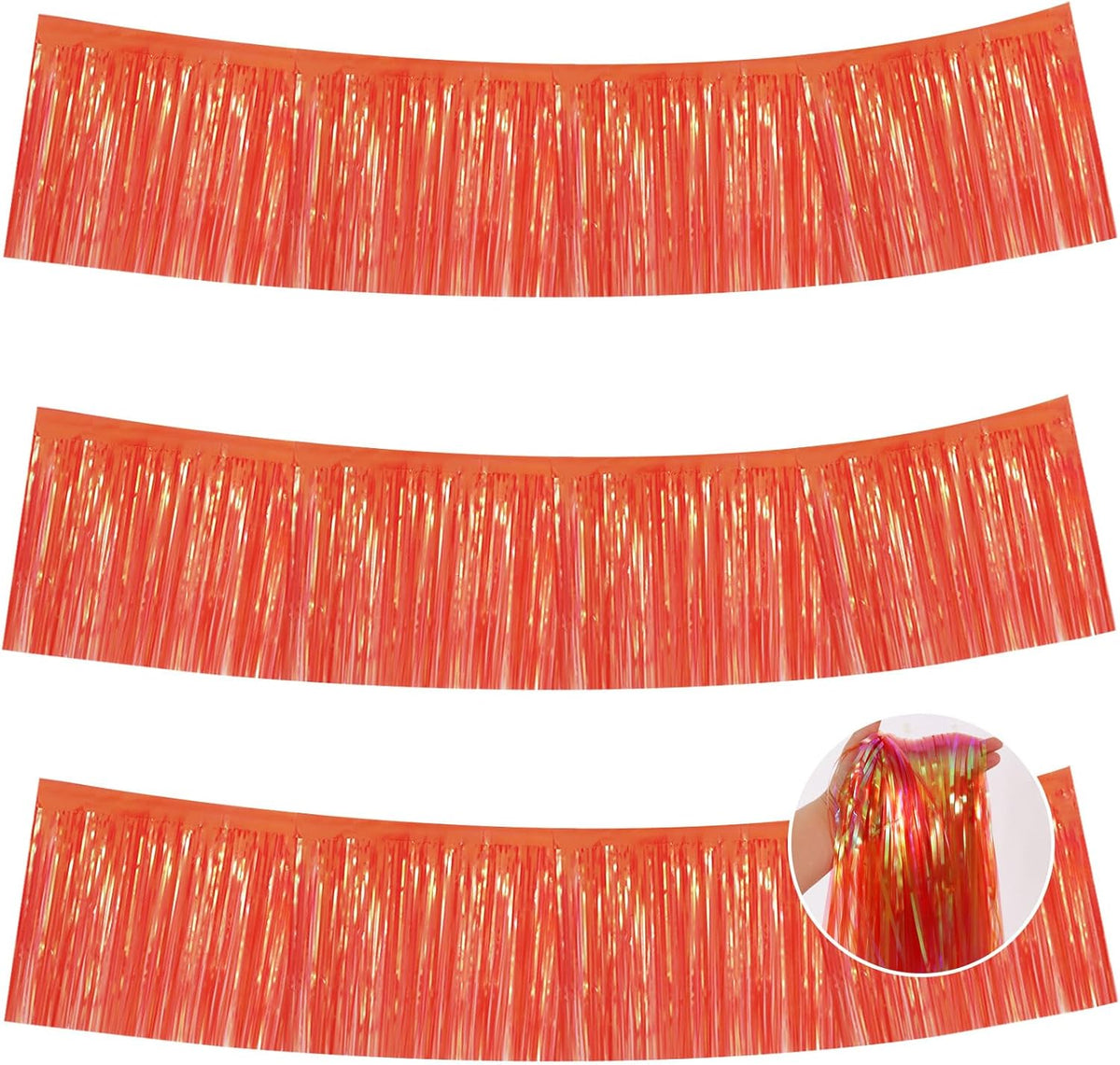 BEISHIDA 3 Packs Metallic Foil Fringe Garland Shining Red Wall Hanging Tinsel Fringe Banners for