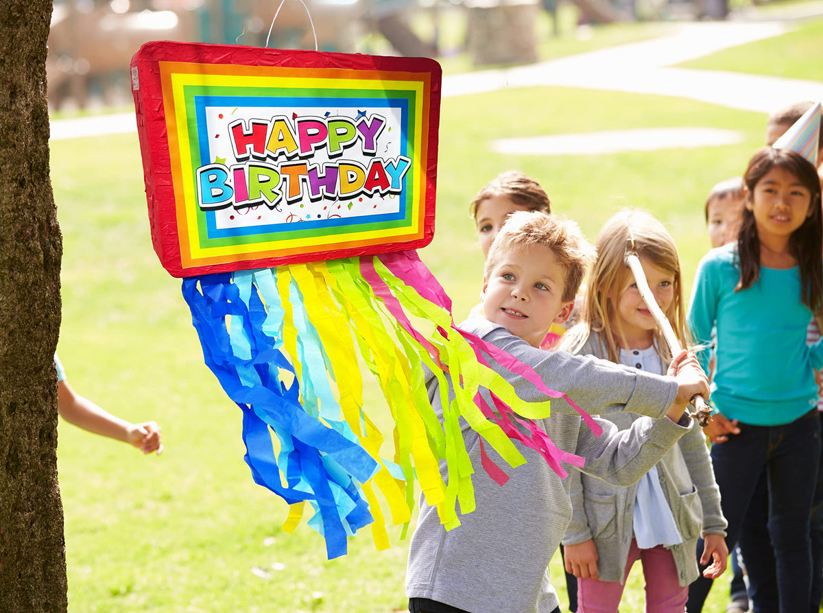 Jergrim Birthday Piñata 4-Piece Set great for Boy, Girl, and Adult party. Happy Birthday