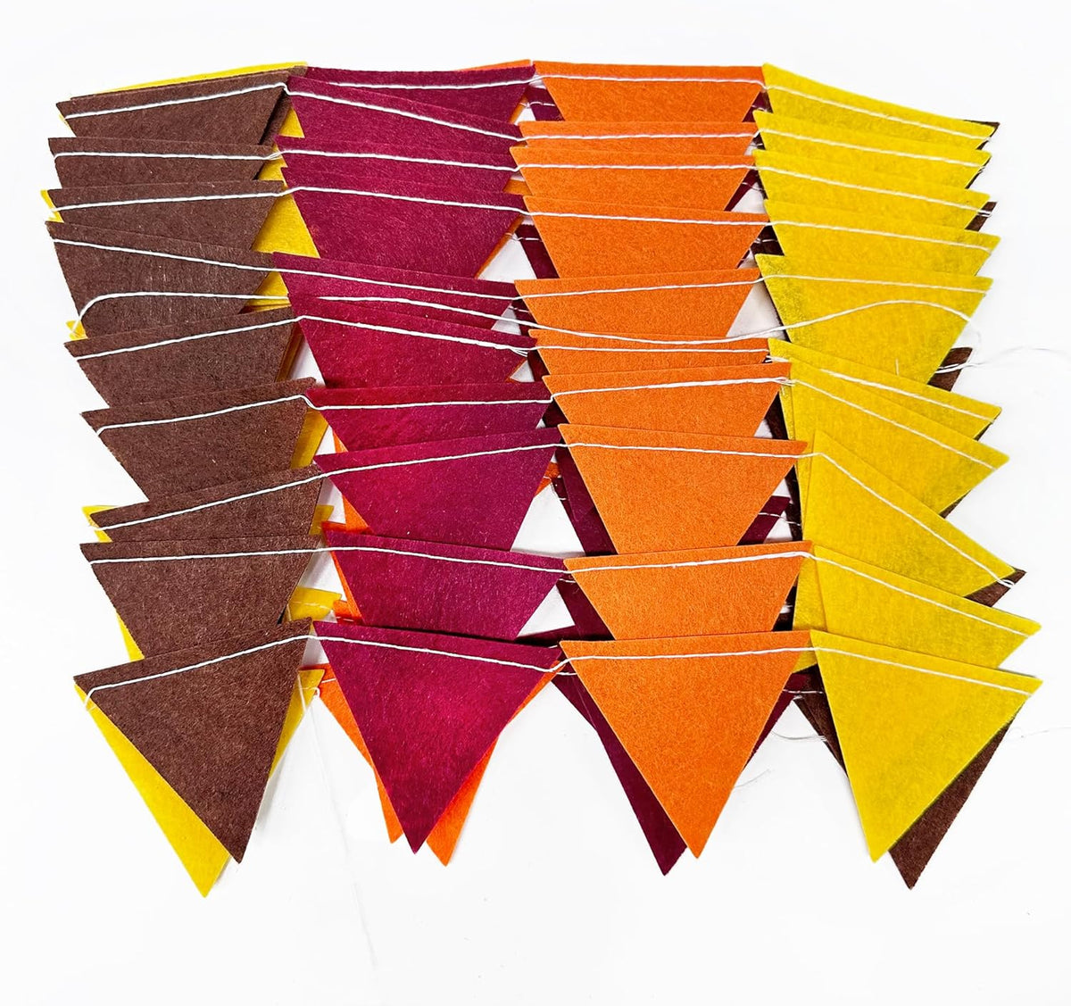 Fall Party Decoration Orange Yellow Brown Burgundy Felt Hanging Triangle Mini Bunting Pennant