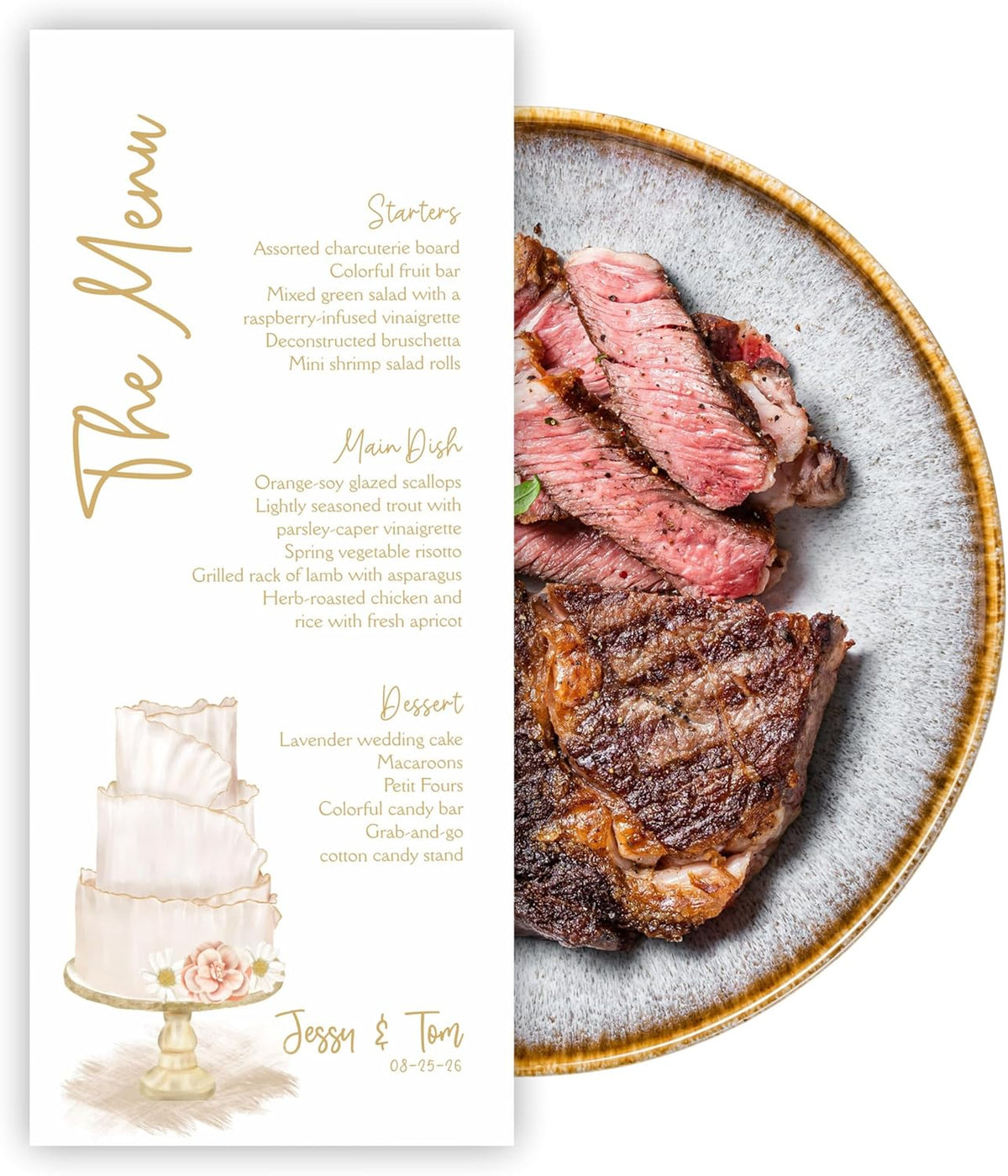 Personalized Printed Wedding Menu, Set of 25 Wedding Menu, Modern Wedding Menu, Simple Menu