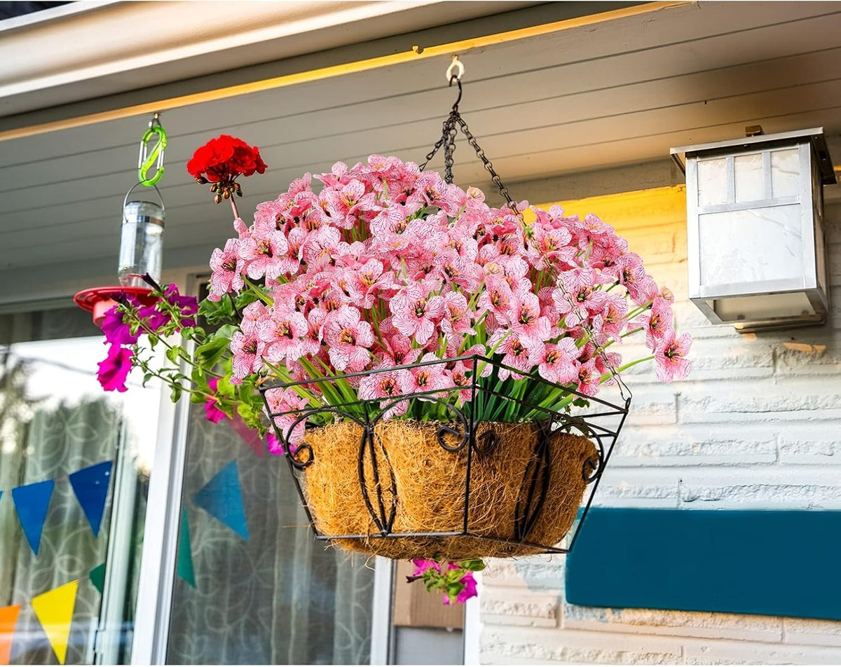 AmyHomie 20 Bundles Artificial Flowers for Outdoor Outside Spring Summer Decoration UV Resistant