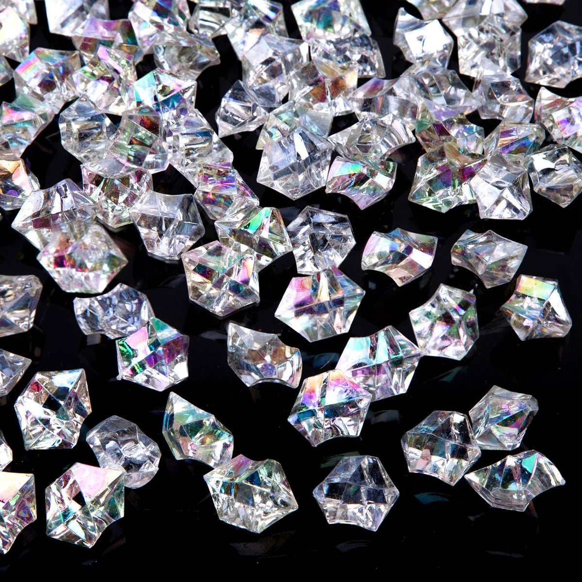 DomeStar Dazzling Fake Ice, 150PCS Sparkling Fake Diamonds, Iridescent Clear Gem Stones Vase