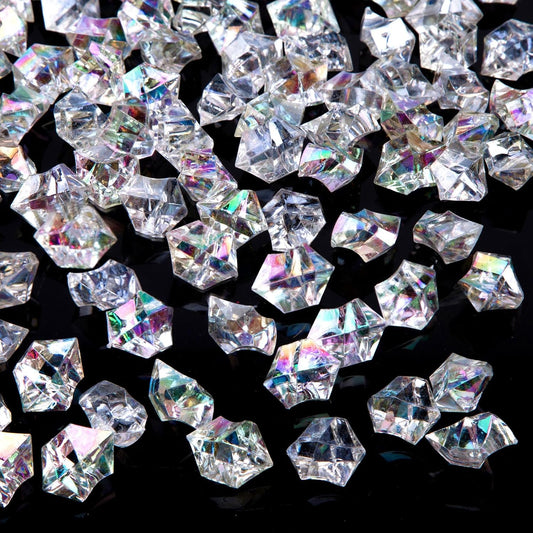 DomeStar Dazzling Fake Ice, 150PCS Sparkling Fake Diamonds, Iridescent Clear Gem Stones Vase