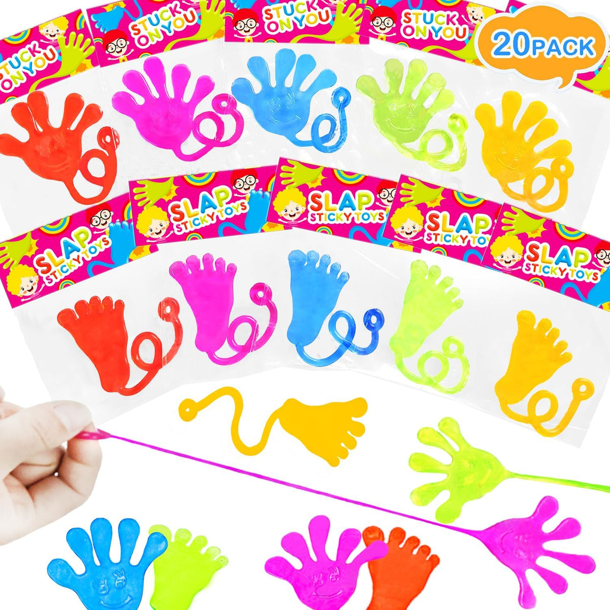 Halloween Large Sticky Hands & Feet Party Favors Supplies for Toddlers (20 PCS), Pinata Goodie Bag