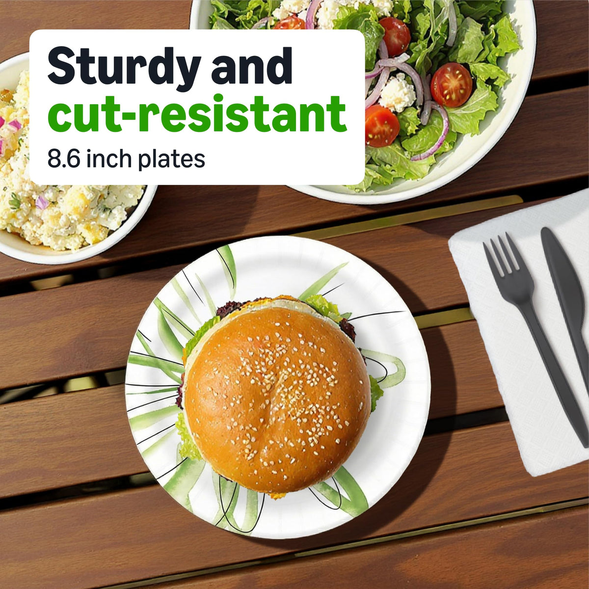 Amazon Basics Everyday Disposable Paper Plates, 8.62 Inch, Microwave-Safe, Cut Resistant