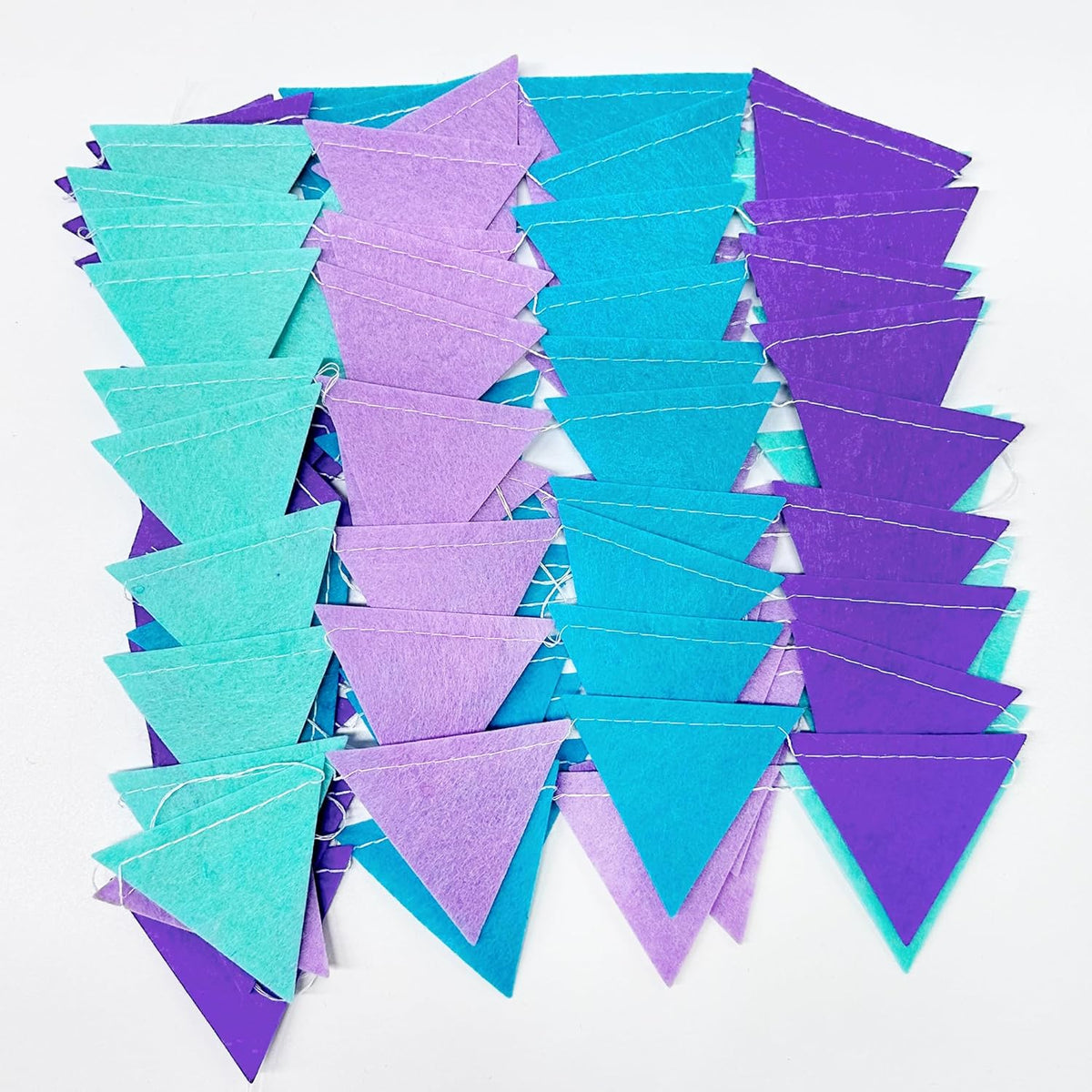 Mermaid Party Decorations Purple Teal Felt Hanging Triangle Mini Bunting Pennant Banner Flag for