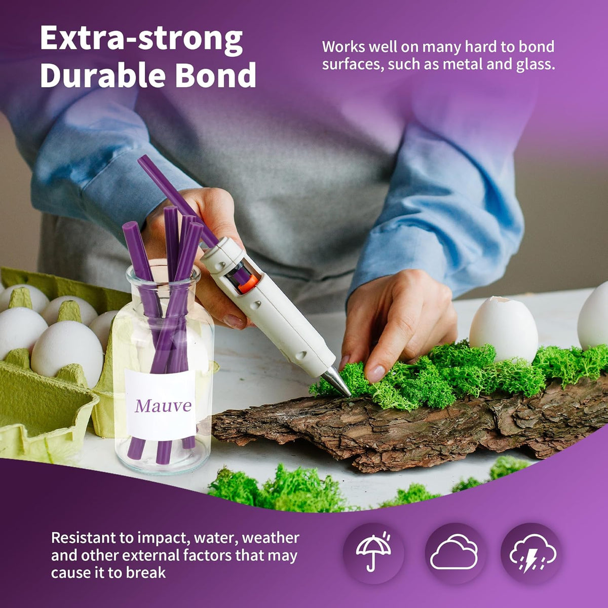 MATUFF Purple Hot Glue Sticks Full Size 0.43” Dia x 8” Long, 20 pcs Hot melt Adhesive Glue Sticks
