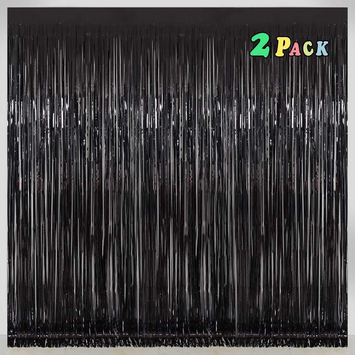 Halloween Party Decorations Indoor for Adults, Melsan 3.2 x 8 ft Black Streamer Tinsel Photo