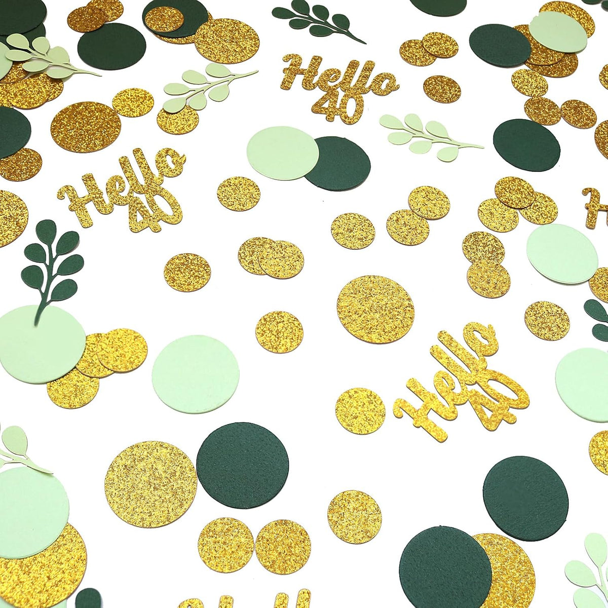 300PC Gold Glitter and Sage Green Happy 40th Birthday Decorations for Men/Women Greenery 40th
