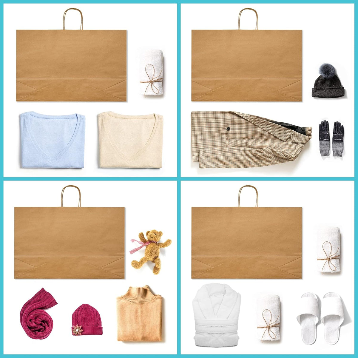 GSSUSA 16x6x12 Large Brown Paper Bags with Handles 50Pcs, Kraft Paper Gift Bags Bulk Bags for Small
