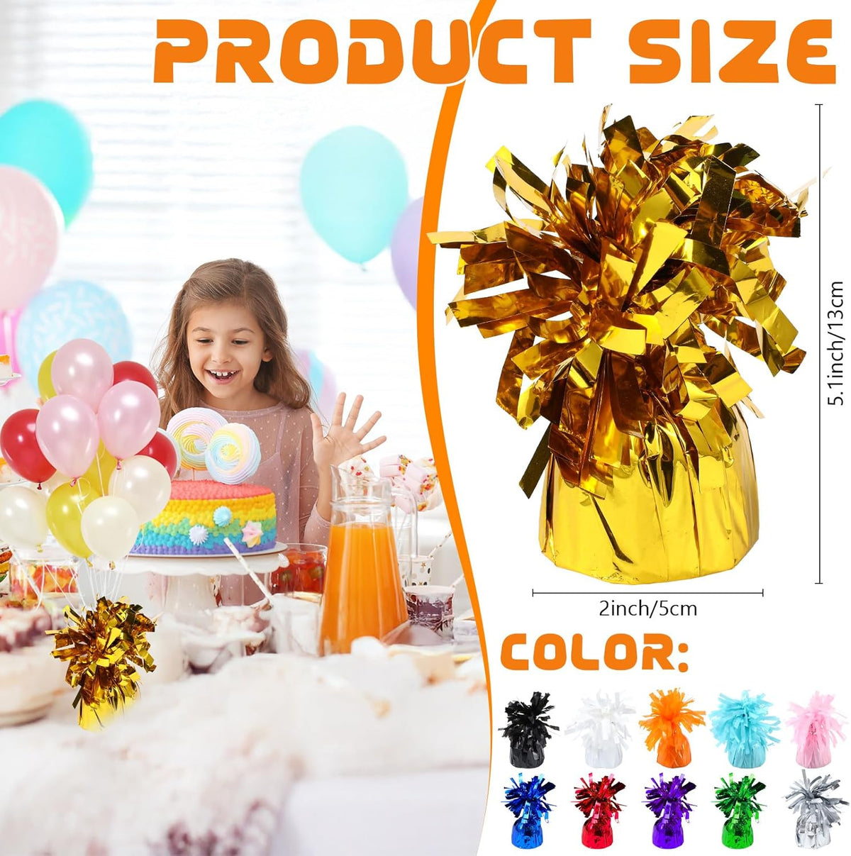 8 Pcs Gold Metallic Balloon Weights Holder Anchors Balloon Holder Weights for Helium Balloons