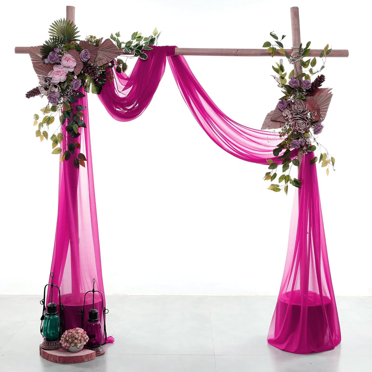 VDS Pack of 4 Panel (30 Inch X 20 Feet) Wedding Arch Draping Fabric Sheer Chiffon Fabric Drapery