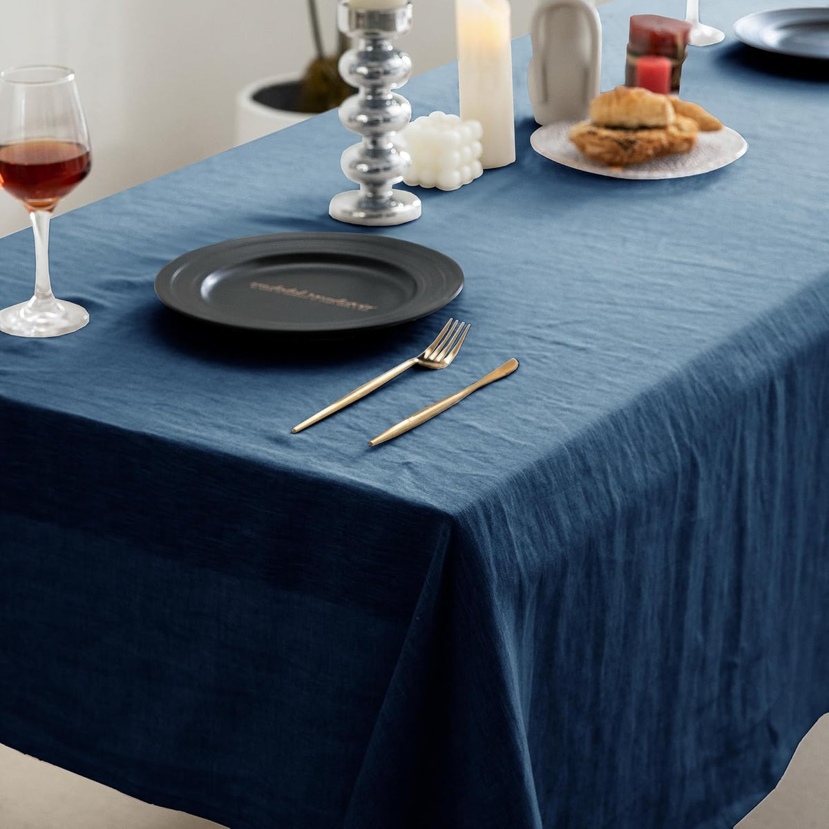EVERLY 100% Pure Linen Rectangle Tablecloths 60x84Inches for Dining,Buffet
