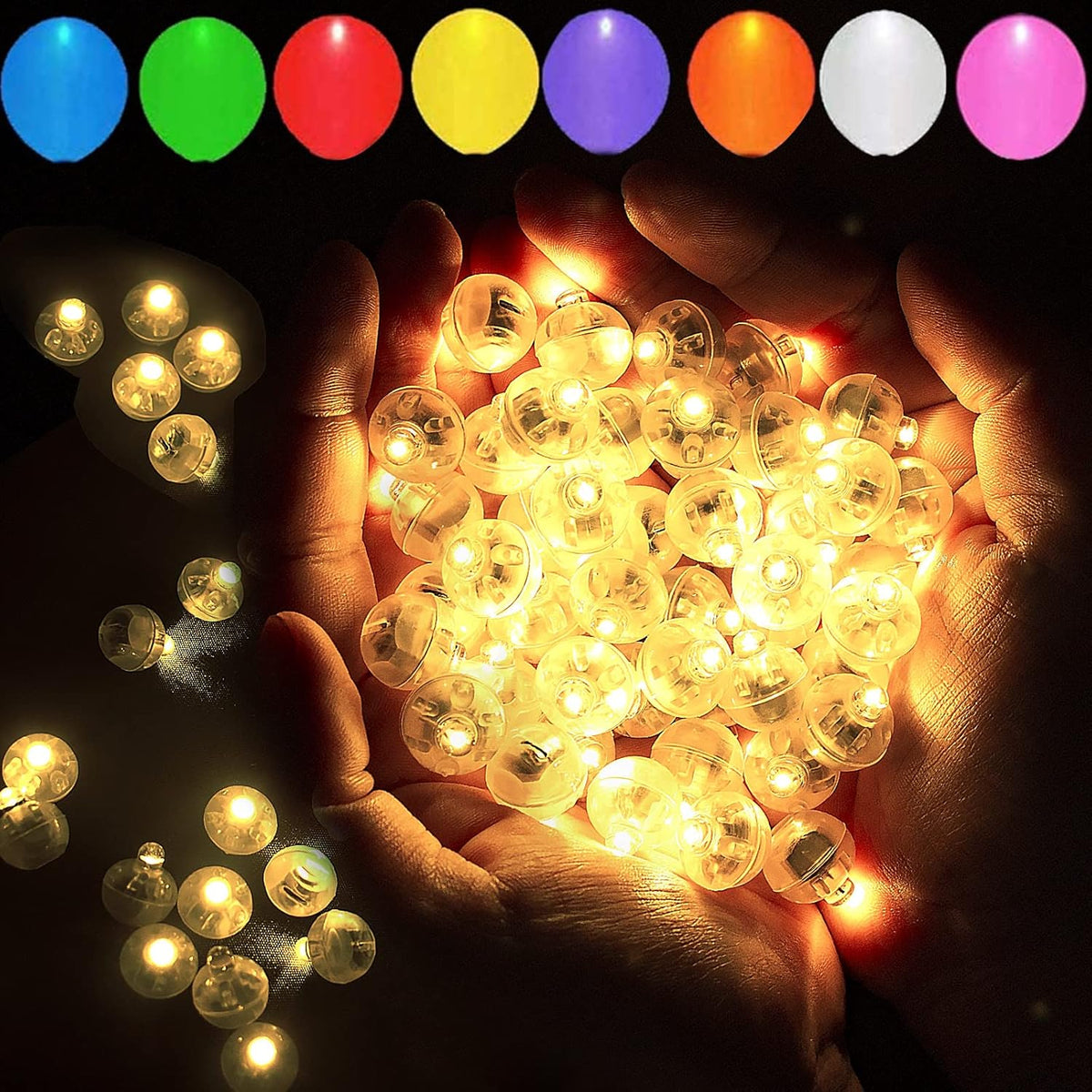 100pcs Warm White LED Balloon Light,Round Led Flash Ball Lamp for Paper Lantern Balloon,Indoor