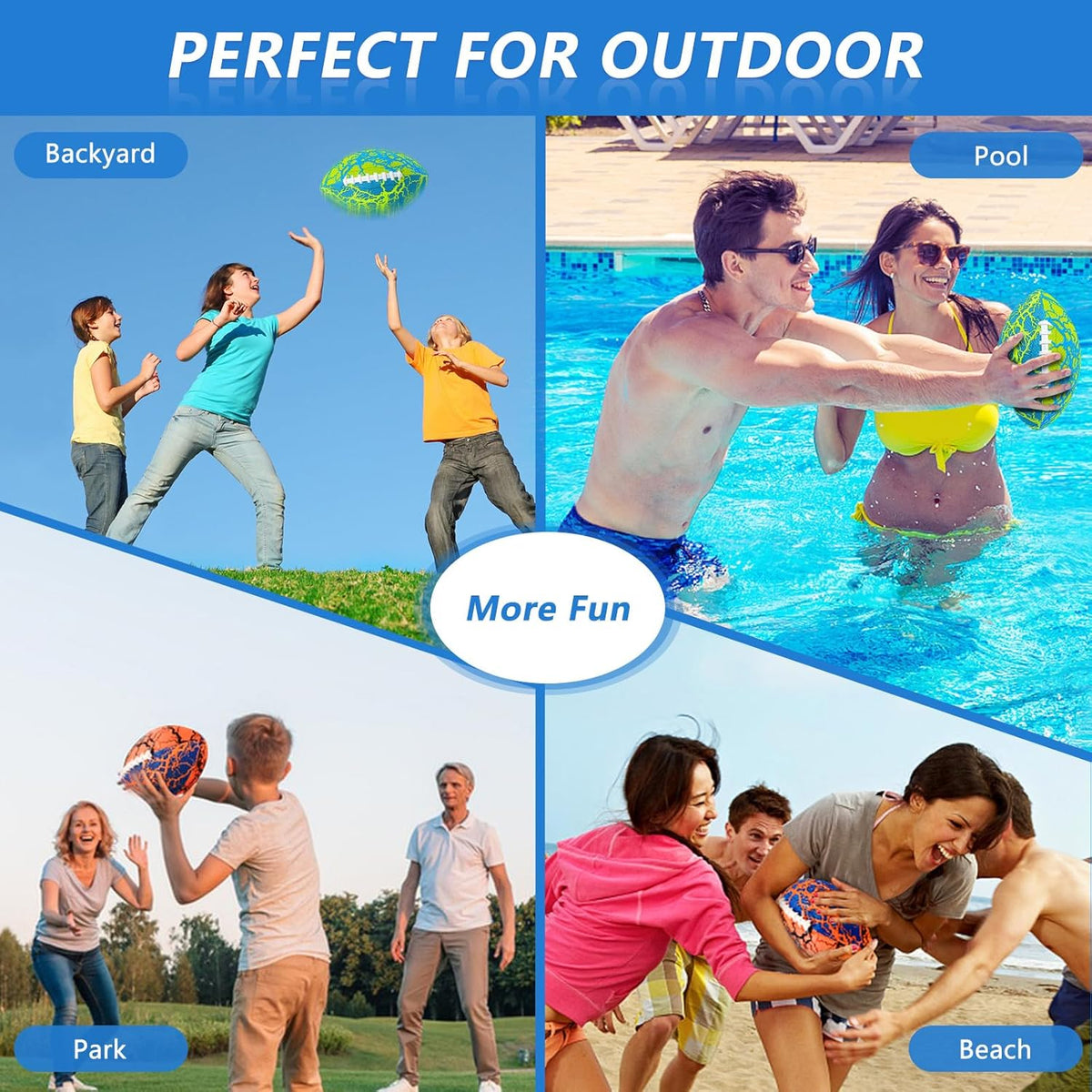 Jasonwell Pool Beach Water Football - 2Pack Strong Grip Waterproof Football for All-Weather Play